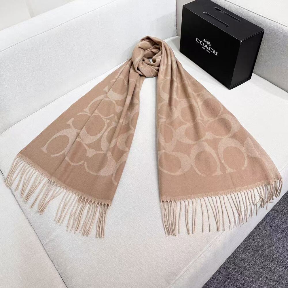 Coach beige logo pattern scarf